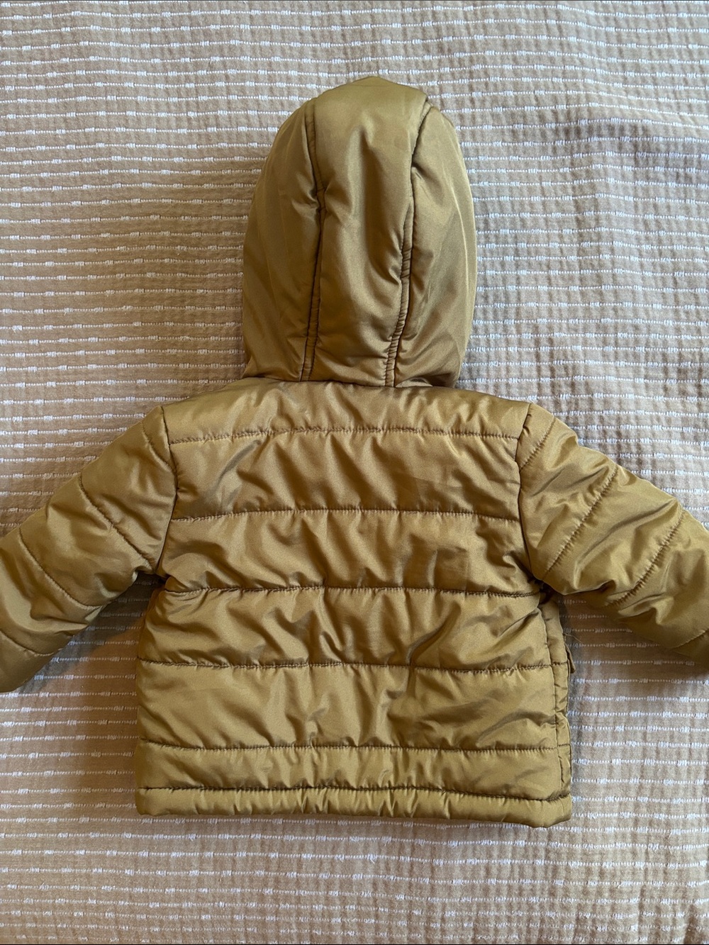 Little Me Baby Olive Green Hooded Puffer Jacket Fleece Lined Size 12M - Picture 5 of 7